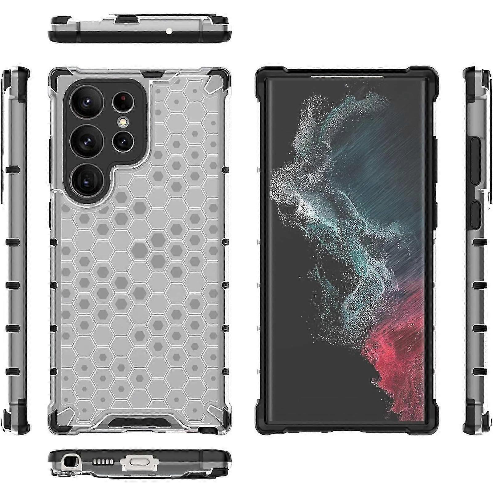 for Samsung Galaxy S24 Plus Transparent Honeycomb Case, Anti-Scratch Hard PC Back Back + Soft TPU Bumper Non-Yellowing Phone Case