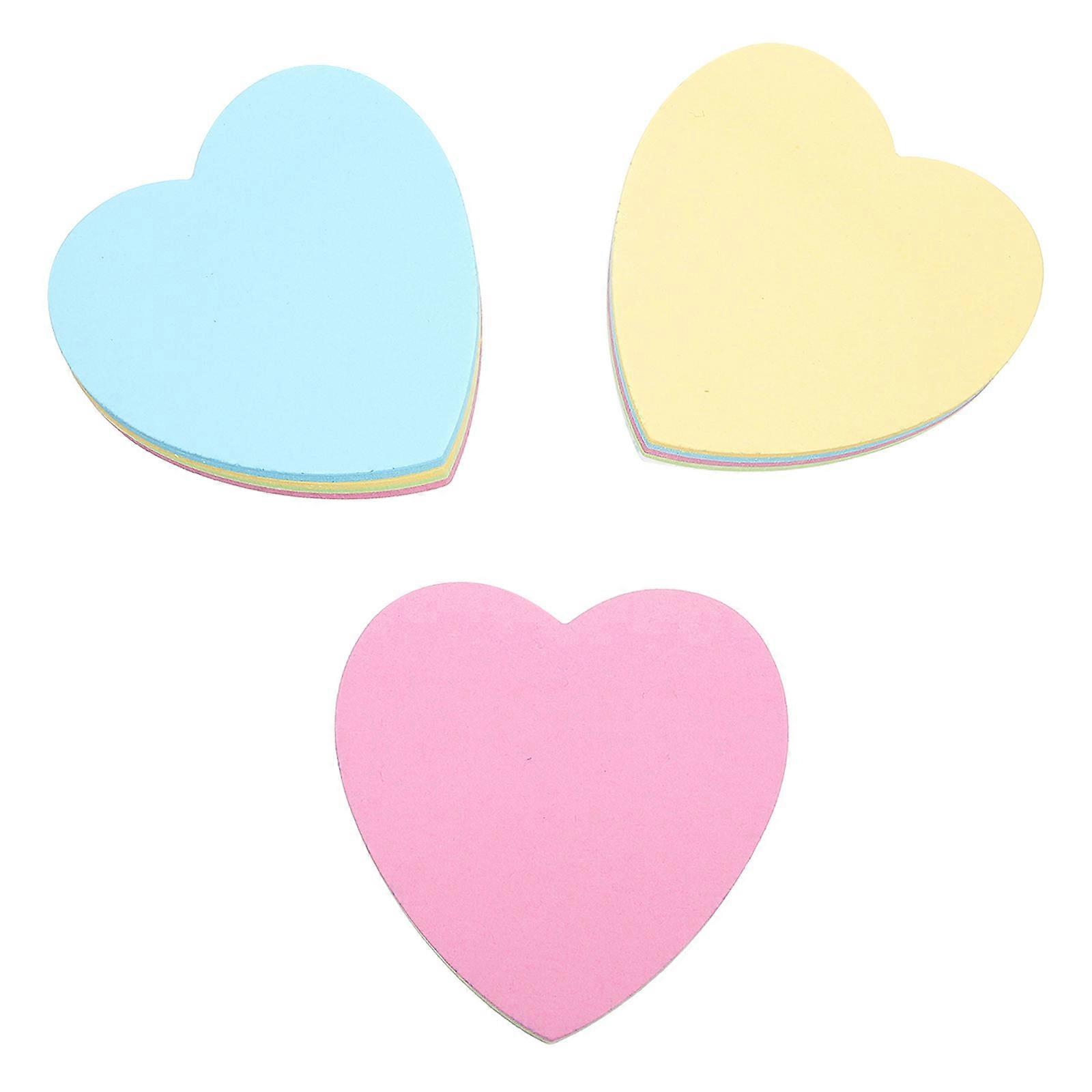 Heart Shaped Self Stick Notes Pack of 8 Bright Memo Pads for Office Tearable Adhesive Reminder Notes