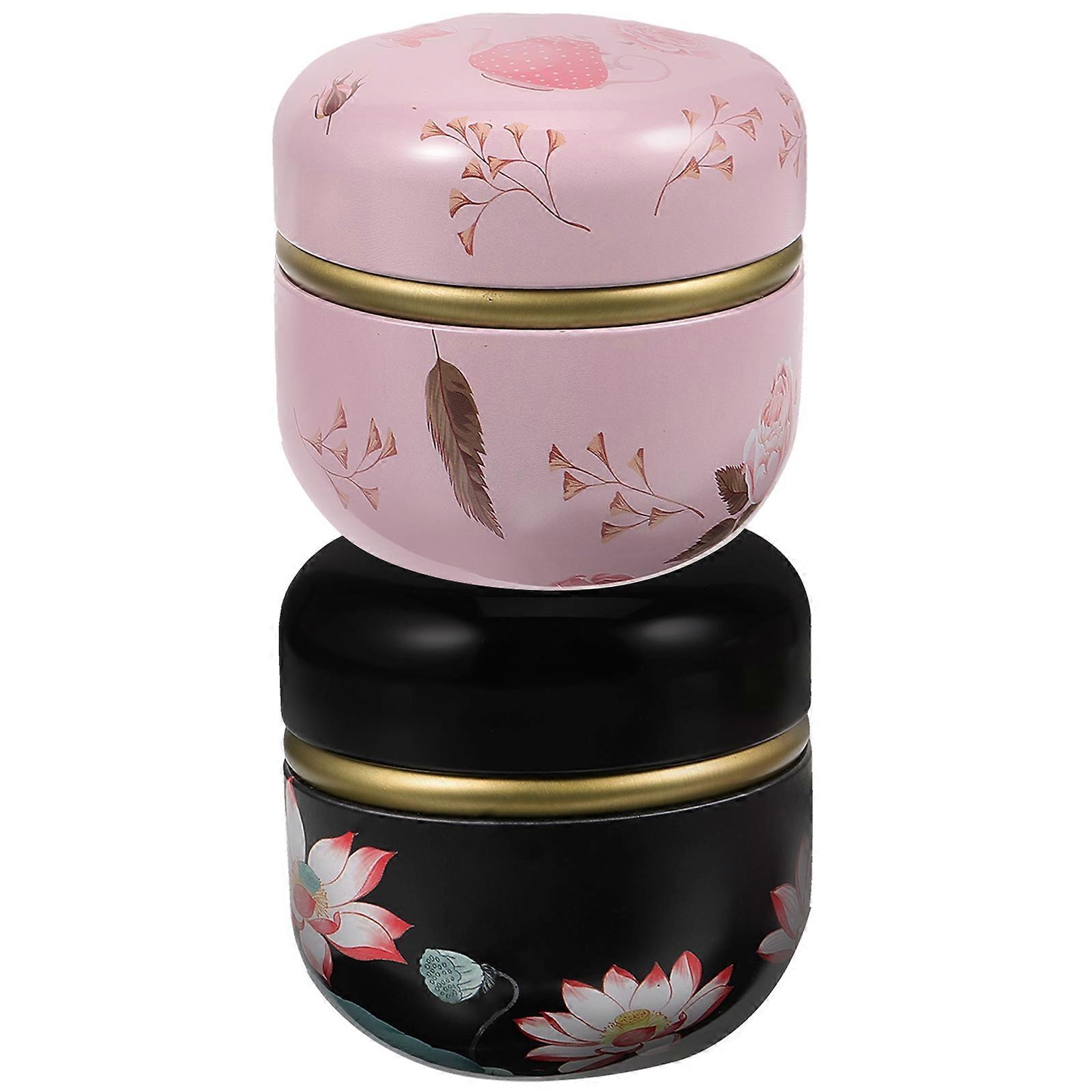 Empty Tin for Tea Small Sealed Jar Tinplate Material Daily Use 8.5x8.5x8.5cm 2Pcs