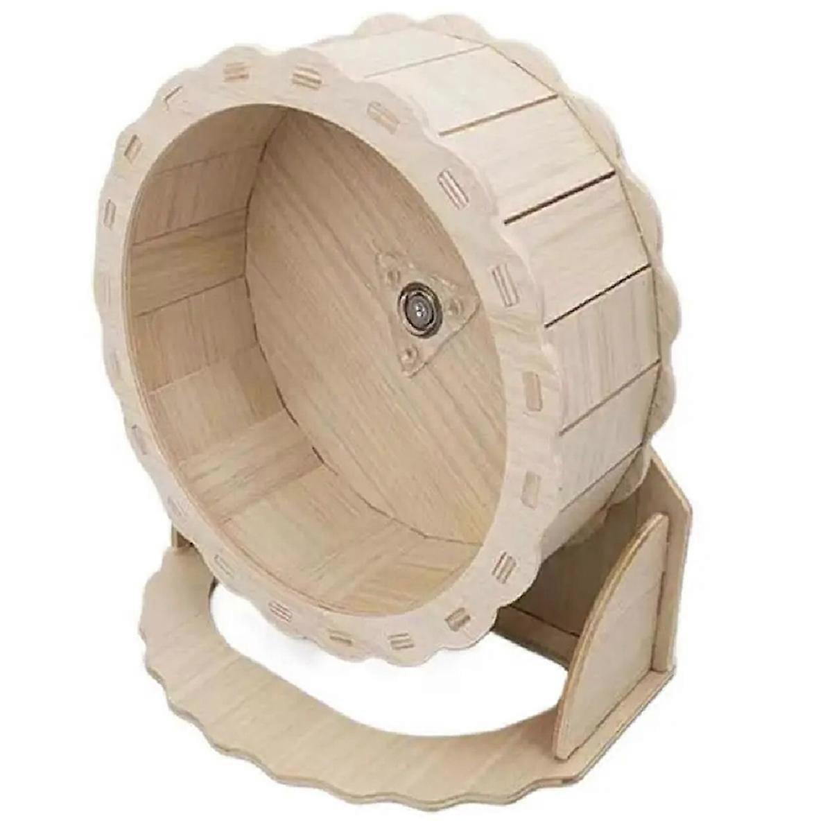 Wooden Hamster Wheel Hamster Exercise Toys Quiet Running Saucer for Climbing Activities Natural Habitat Simulation
