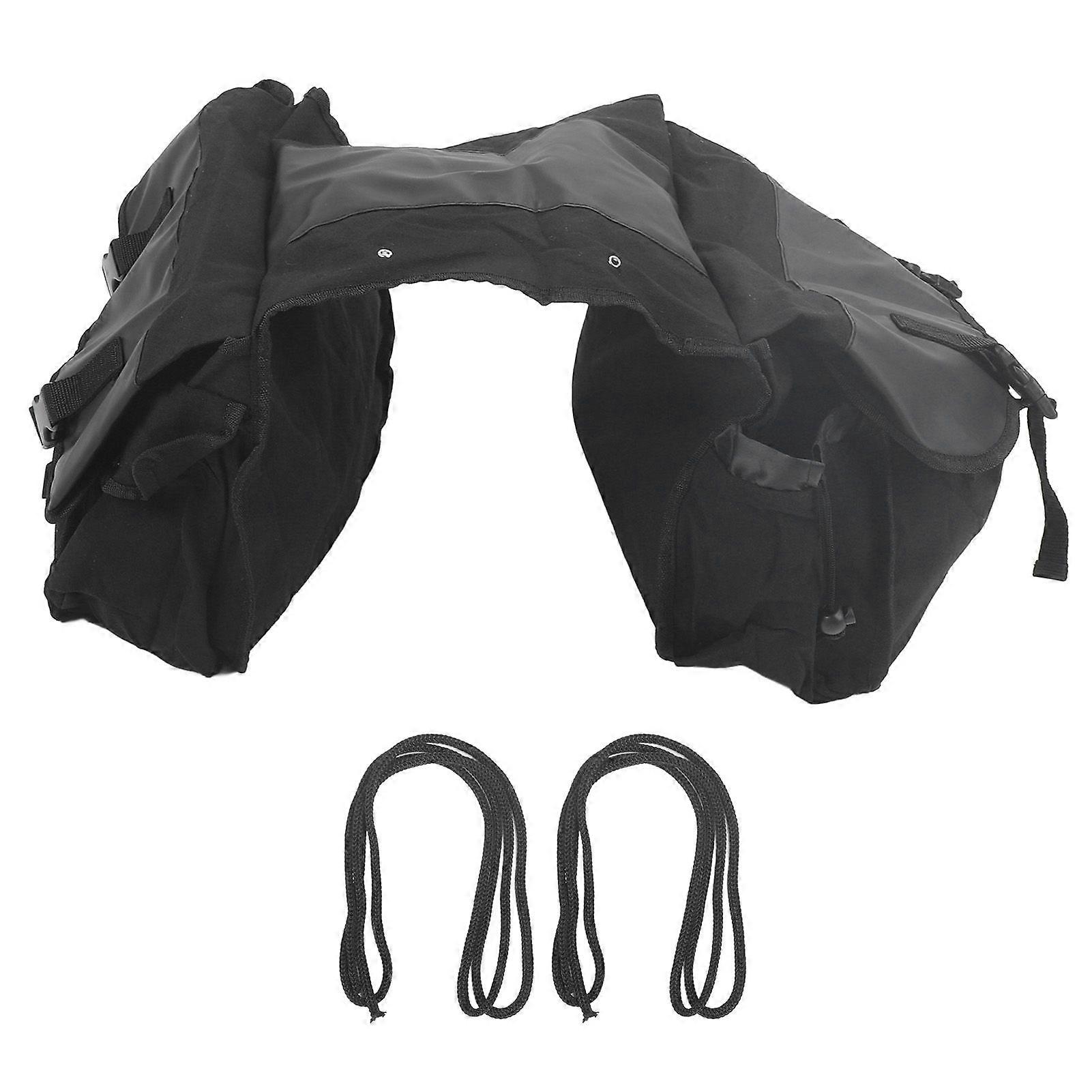 Bicycle Rear Seat Bag Black Large Capacity Canvas Waterproof Elastic Cord Fixing Bike Backseat Bag for AccessoryYMQX)