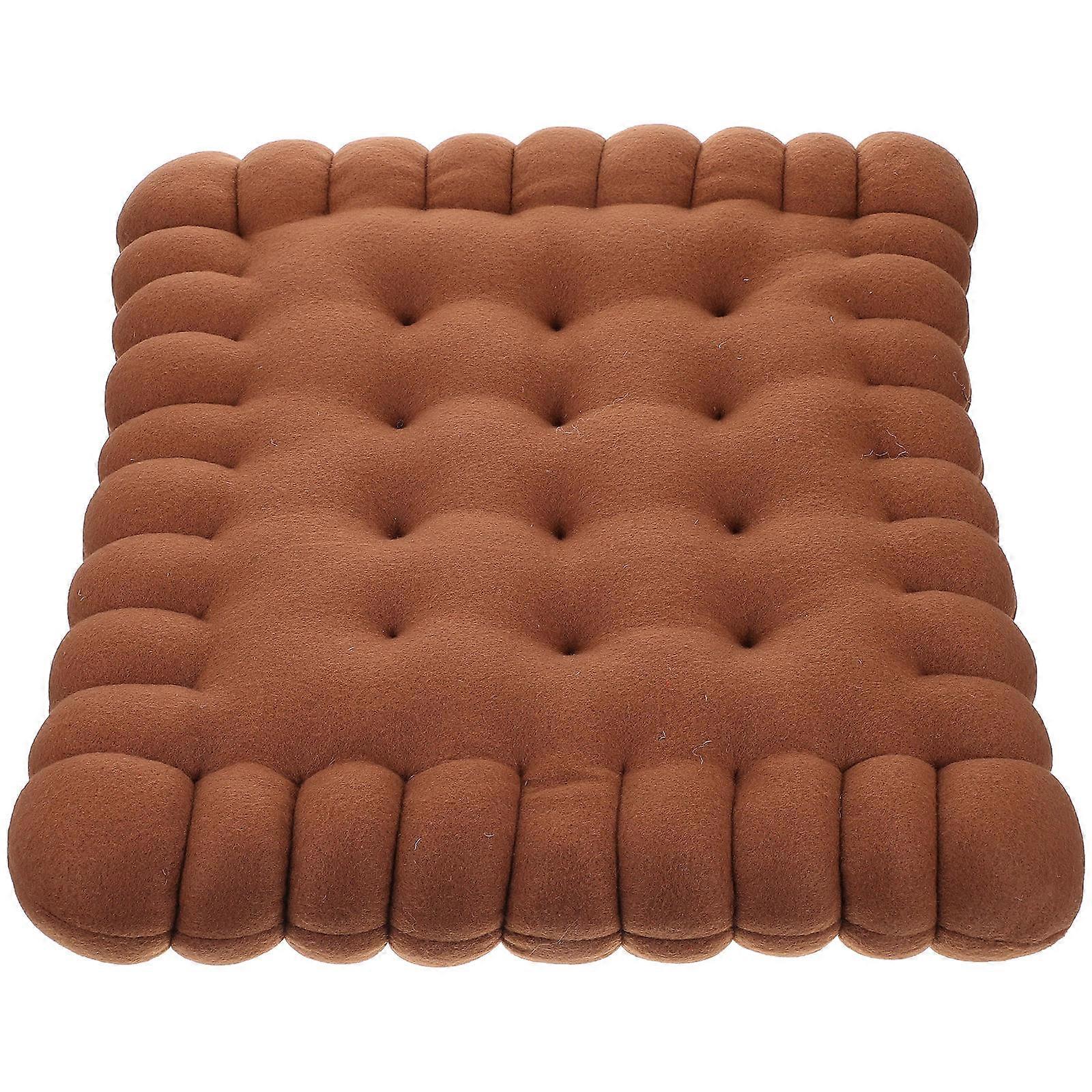 Biscuit Cushions Padded Cushion Office Use Coffee Color Rectangular Shape Plush Material Support Function 1Pcs