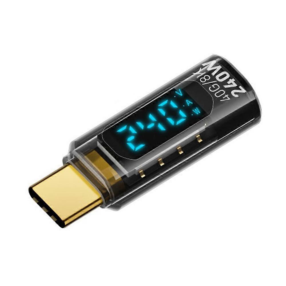 Type C to Type C OTG Adapter 240W USB4 Digital Display Charging Adapter 8K Video Transfer for Phone Tablet Clear Black