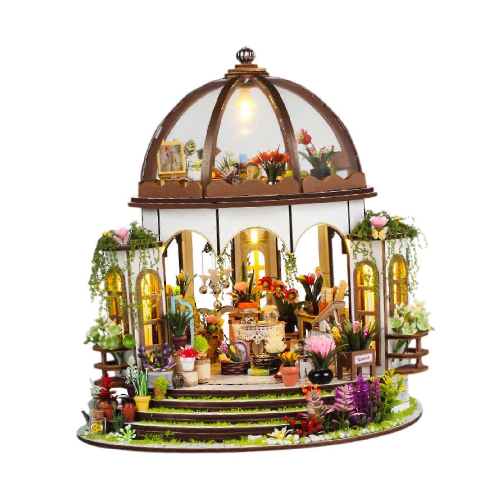 DIY Miniature Dollhouse 3D Wooden Puzzle Collection with Builtin Light Gift