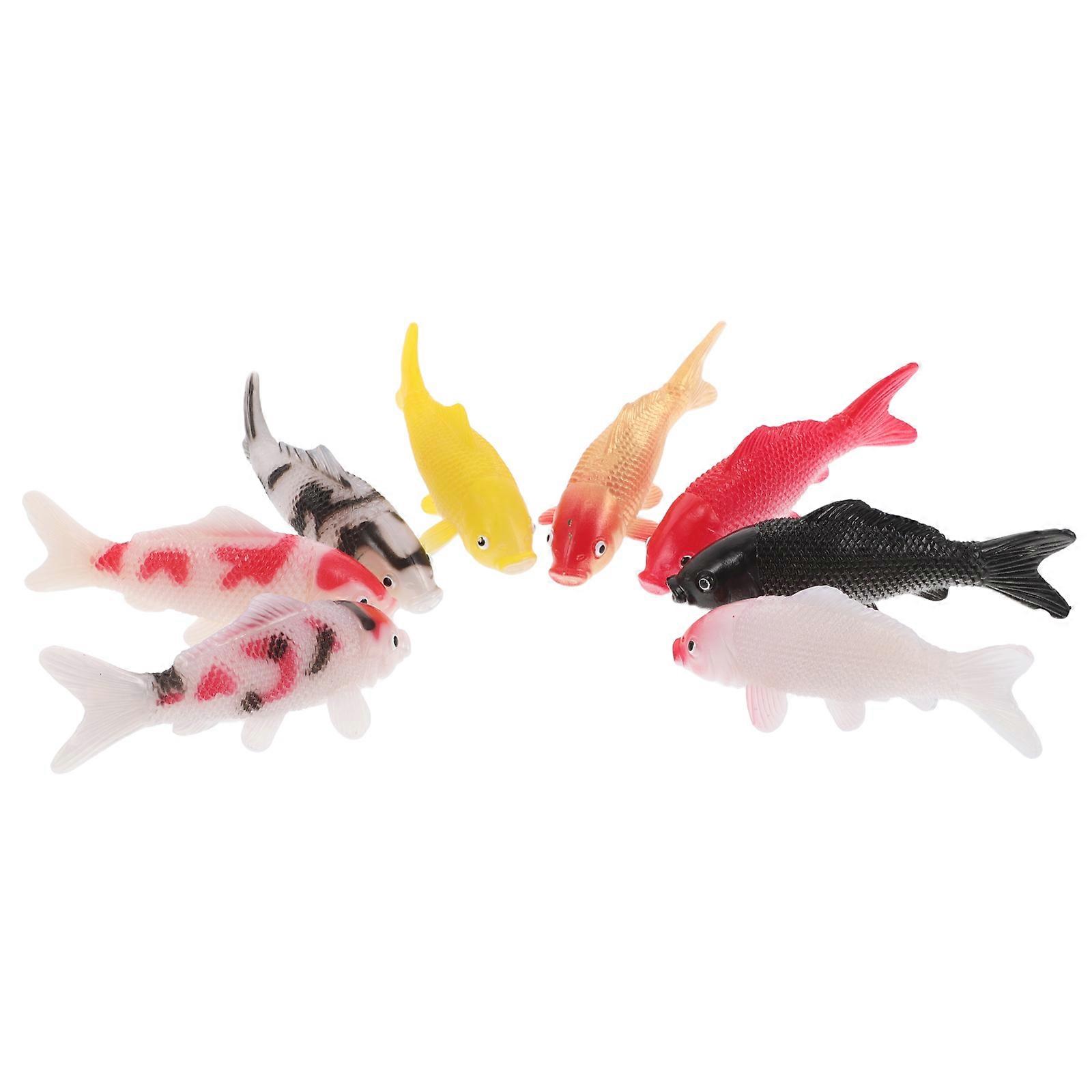 Artificial Plume Fish Koi Fish Figurine Home Decoration Assorted Color 11.00X4.00X2.00CM Photo Prop 8Pcs