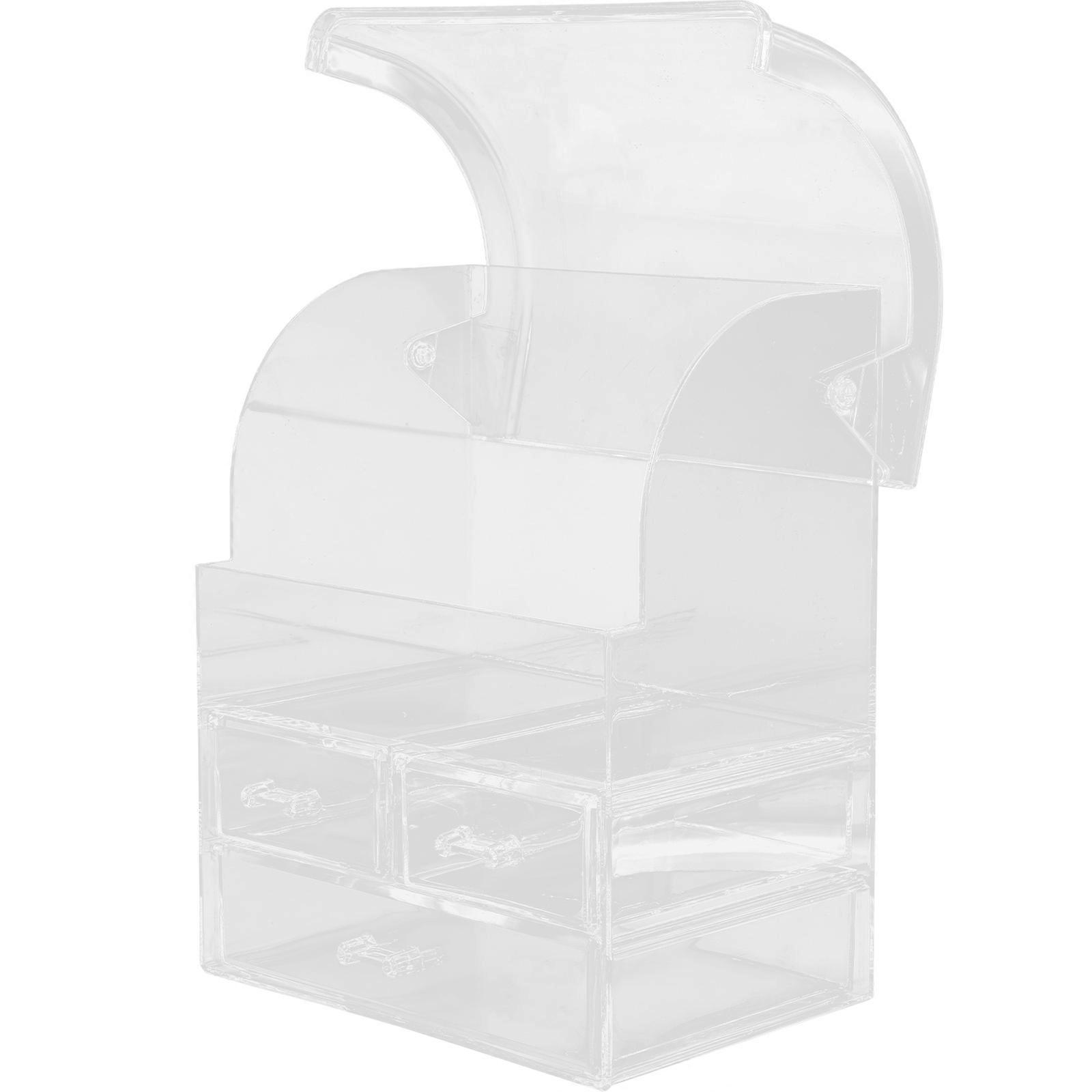 Plastic Storage Box With Drawers Desktop Transparent Cosmetics Organizer Multi-Grid Box Home Organization 12.4X9.4X6.3In Storage 1Pack