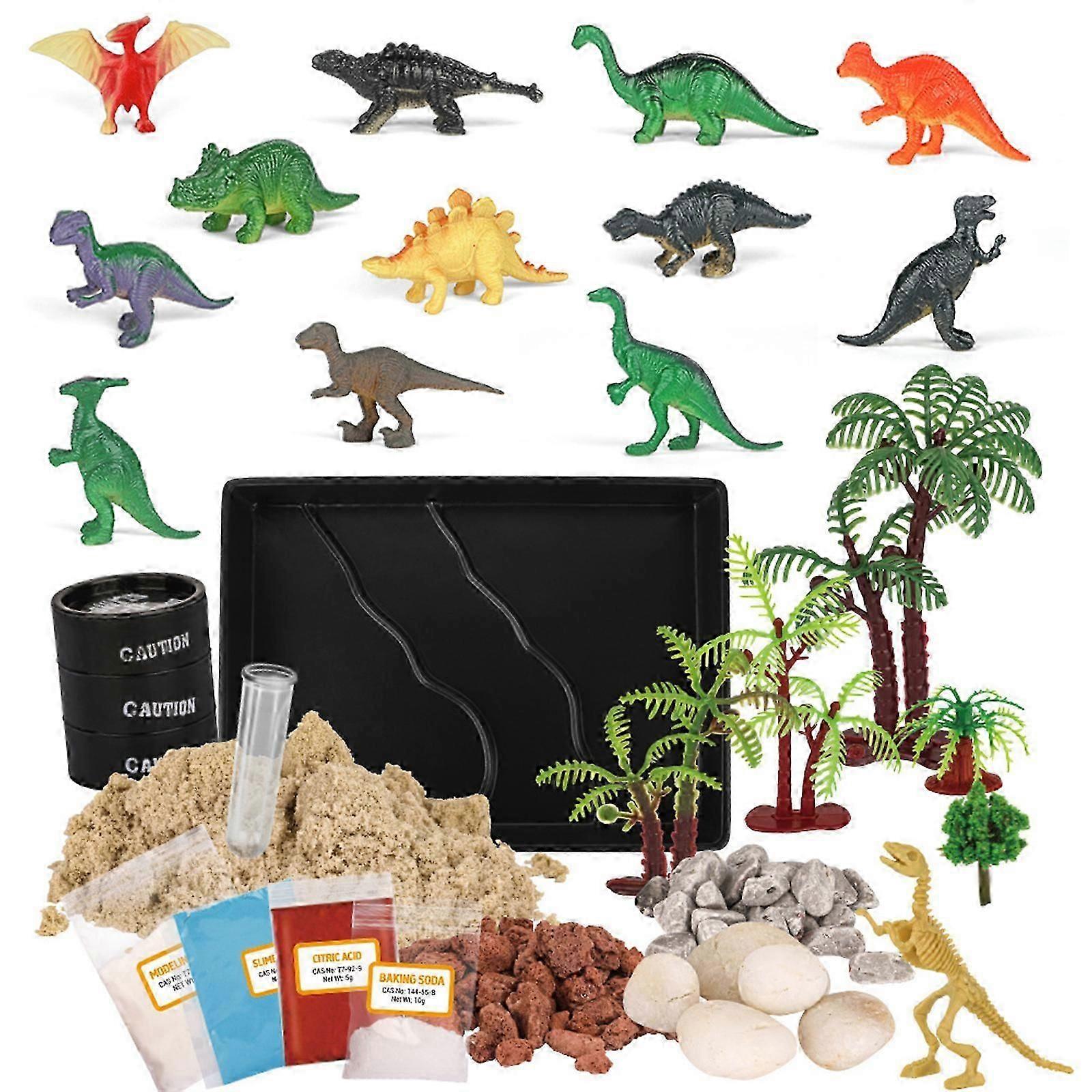 Dinosaur World Volcano DIY Micro-landscape Kit - Διαδραστικό σετ παιχνιδιού για παιδιά να χτίσουν και να φανταστούν το δικό τους ιουρασικό βιότοπο