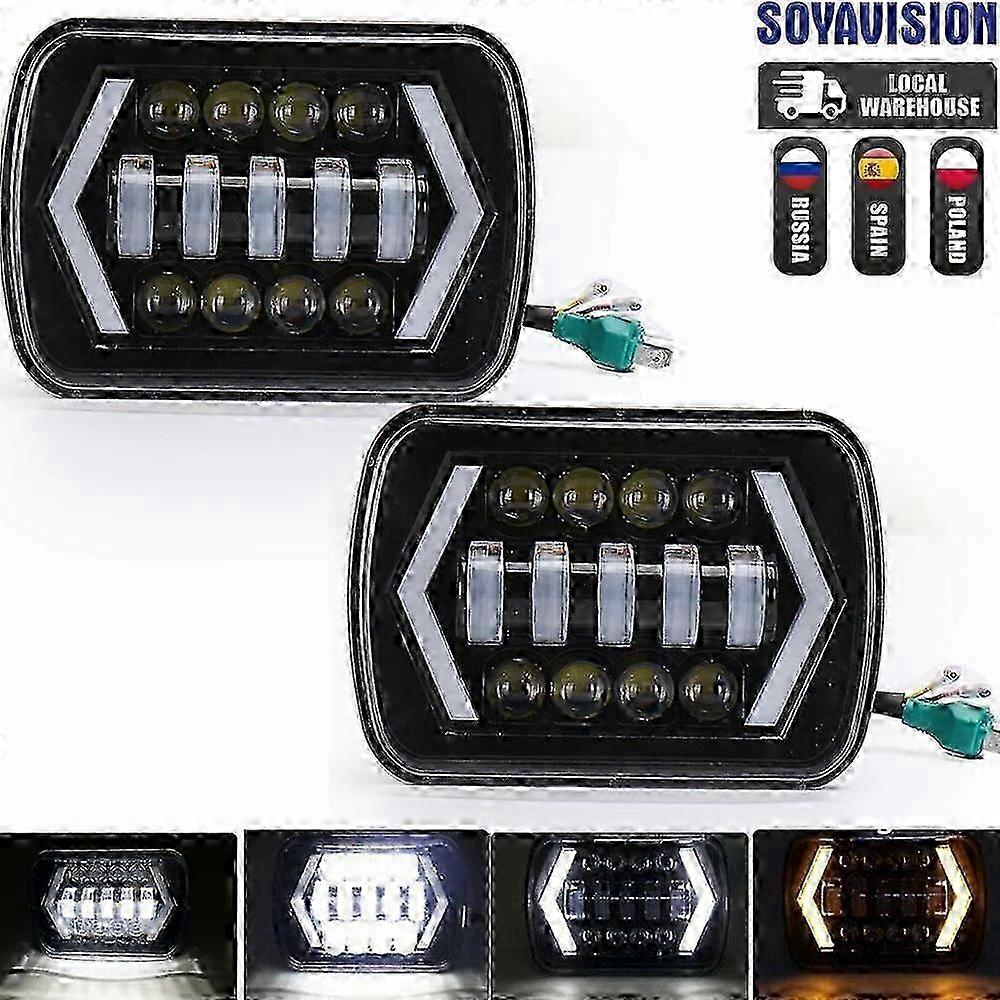 5X7 7X6 Inch Rectangular Sealed Beam LED Headlight With DRL for Suitable for Jeep Models H6014 H6052 H6054 H4 Headlamp