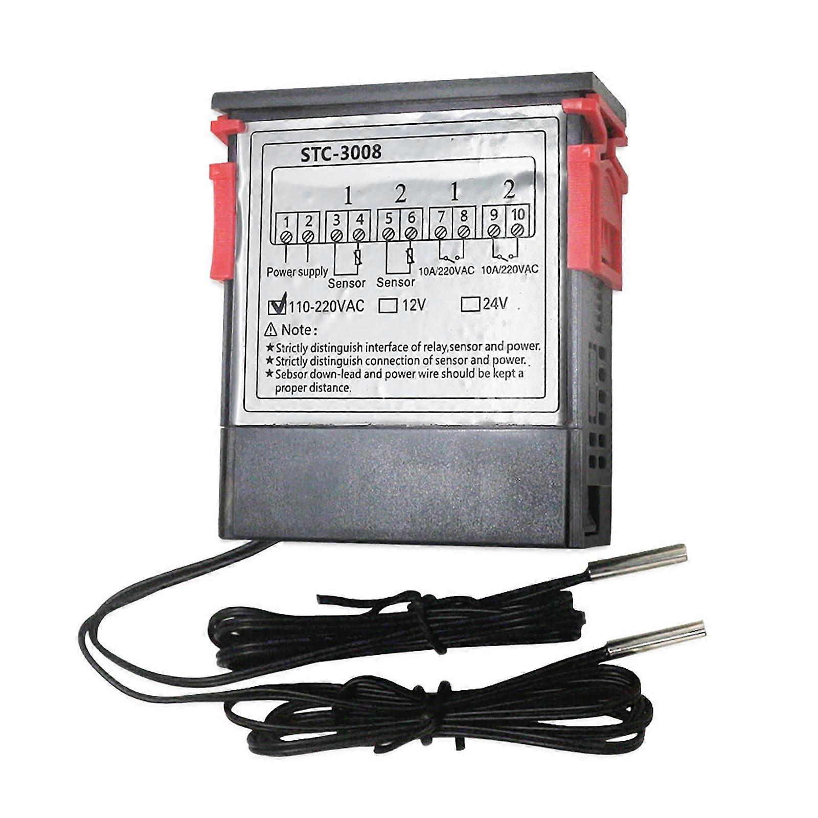 12V/24V/110-220V Digital Temperature Thermostat Controller for Refrigerators, Greenhouses, and Aquariums with Sensitive Sensors