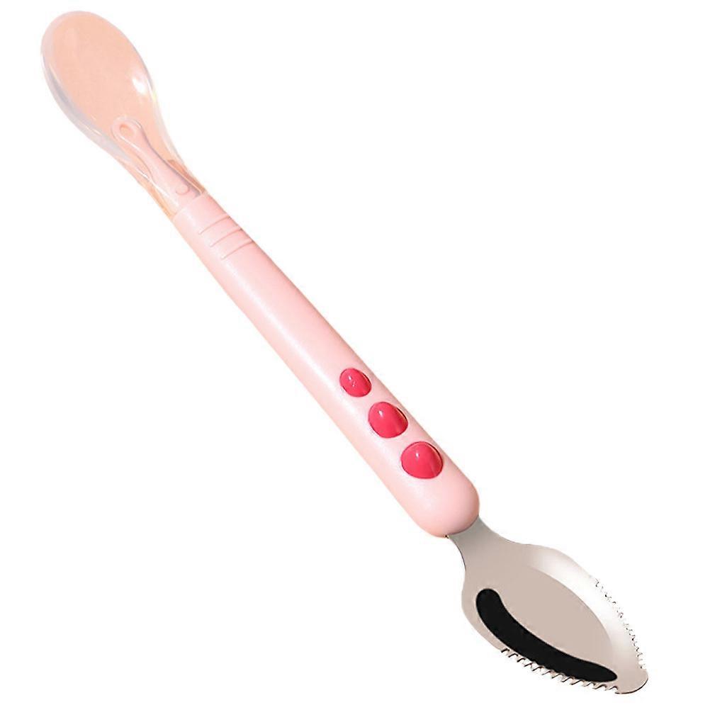 Silicone Fruit Puree Spoon with Double Head Design and Storage Box – Safe Feeding Utensil for Boys and Girls, Pink