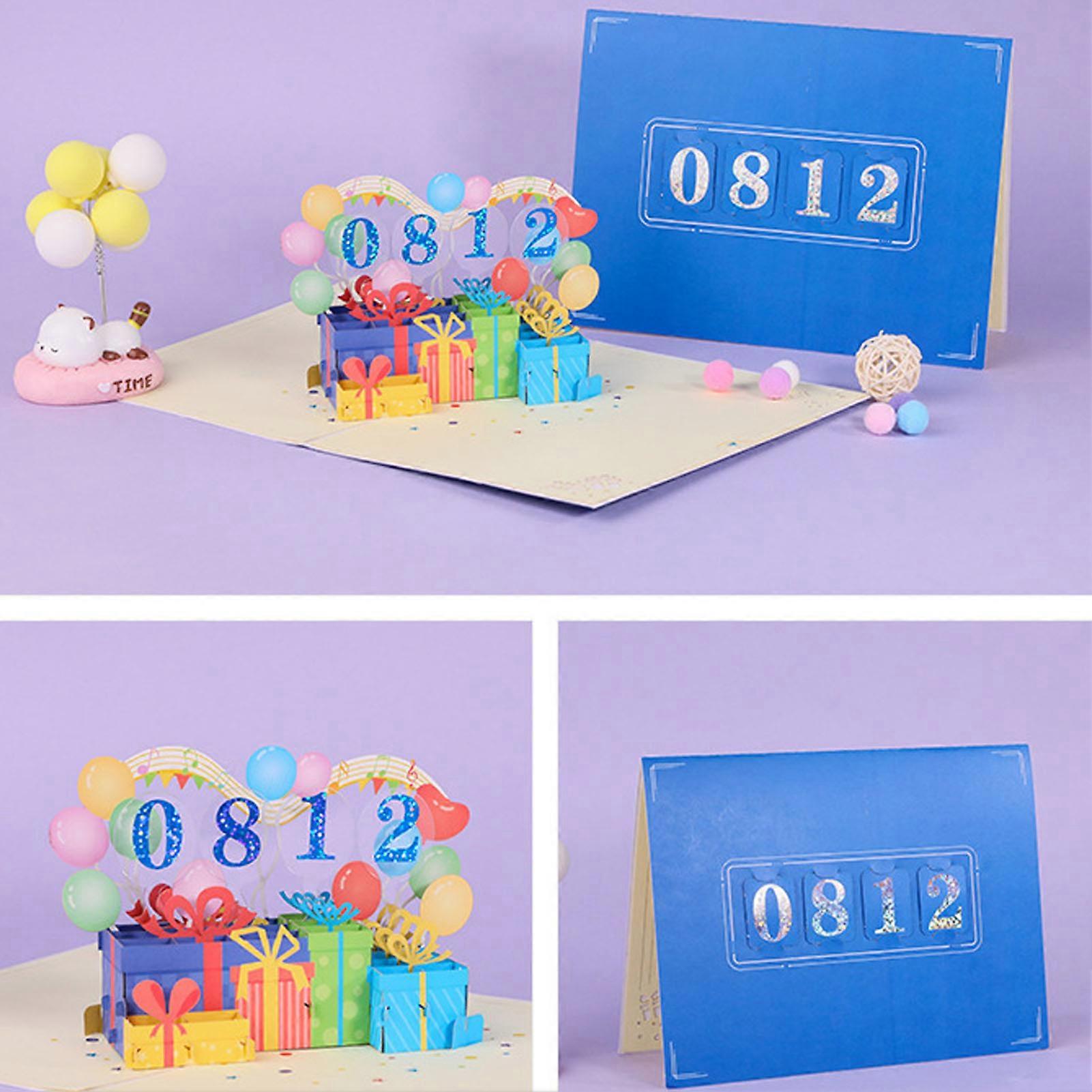 3D Greeting Card DIY Exquisite Beautiful 3D Birthday Card with Envelope Numbers Cards