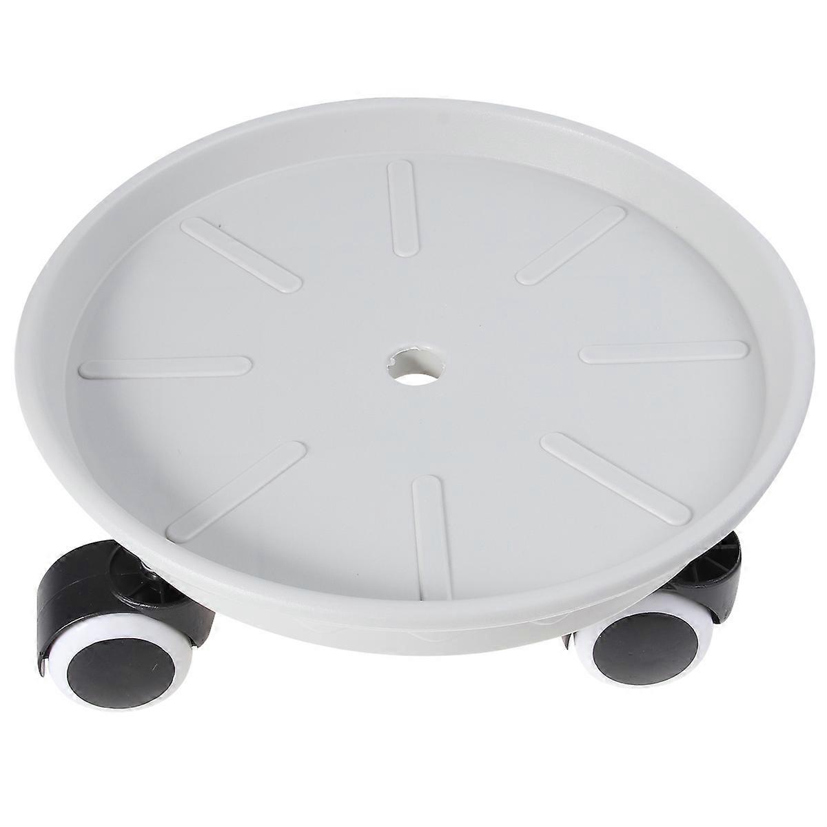 Movable Flower Pot Mat with Water Box Made of Durable Plastic for Home and Garden Use Light Grey