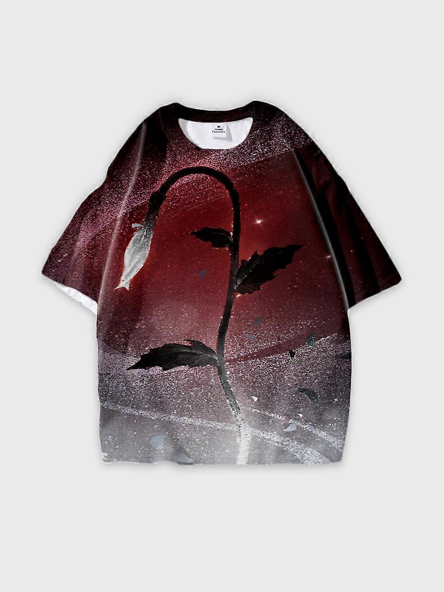 T-shirt round neck Role Pattern loose short sleeve B1397