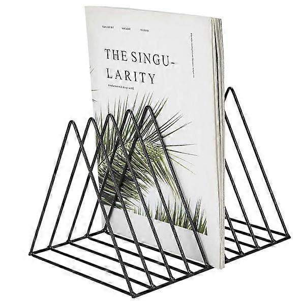 Metal Magazine Rack, Triangular Desk Organizer with 9 Compartments for Office, Documents, CD, Magazine