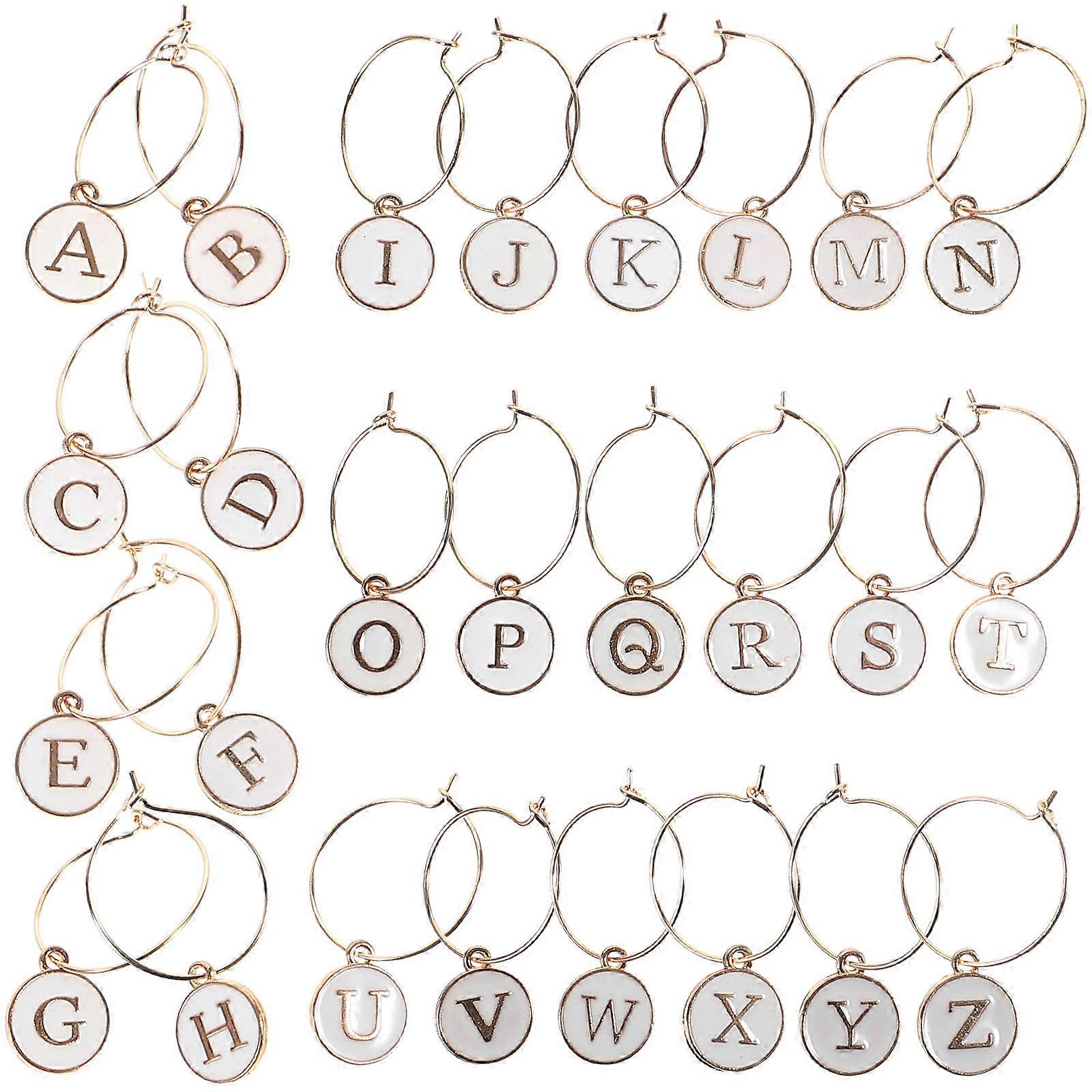 Alphabet Wine Glass Markers 26pcs Reusable Drink Identifiers for Parties Weddings Home Gatherings Bar Events Cup Recognition Charms