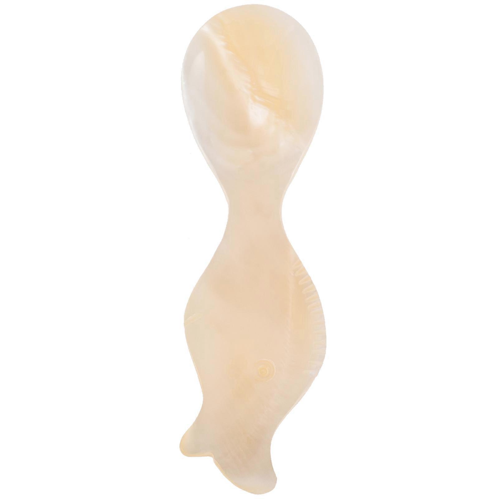Mini Round Spoon Dessert Scoop Fish Shaped Caviar Spoon Corporate Dinner Use Yellow 8x2.5cm Shell 1Pcs