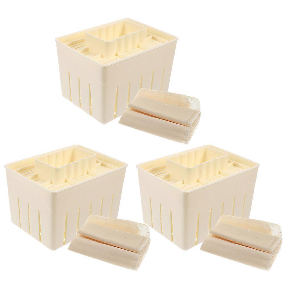 Tofu Pressing Molds with Cloth and Plastic for DIY Use Assorted Color Smooth Interior Easy to Demold 3 Sets