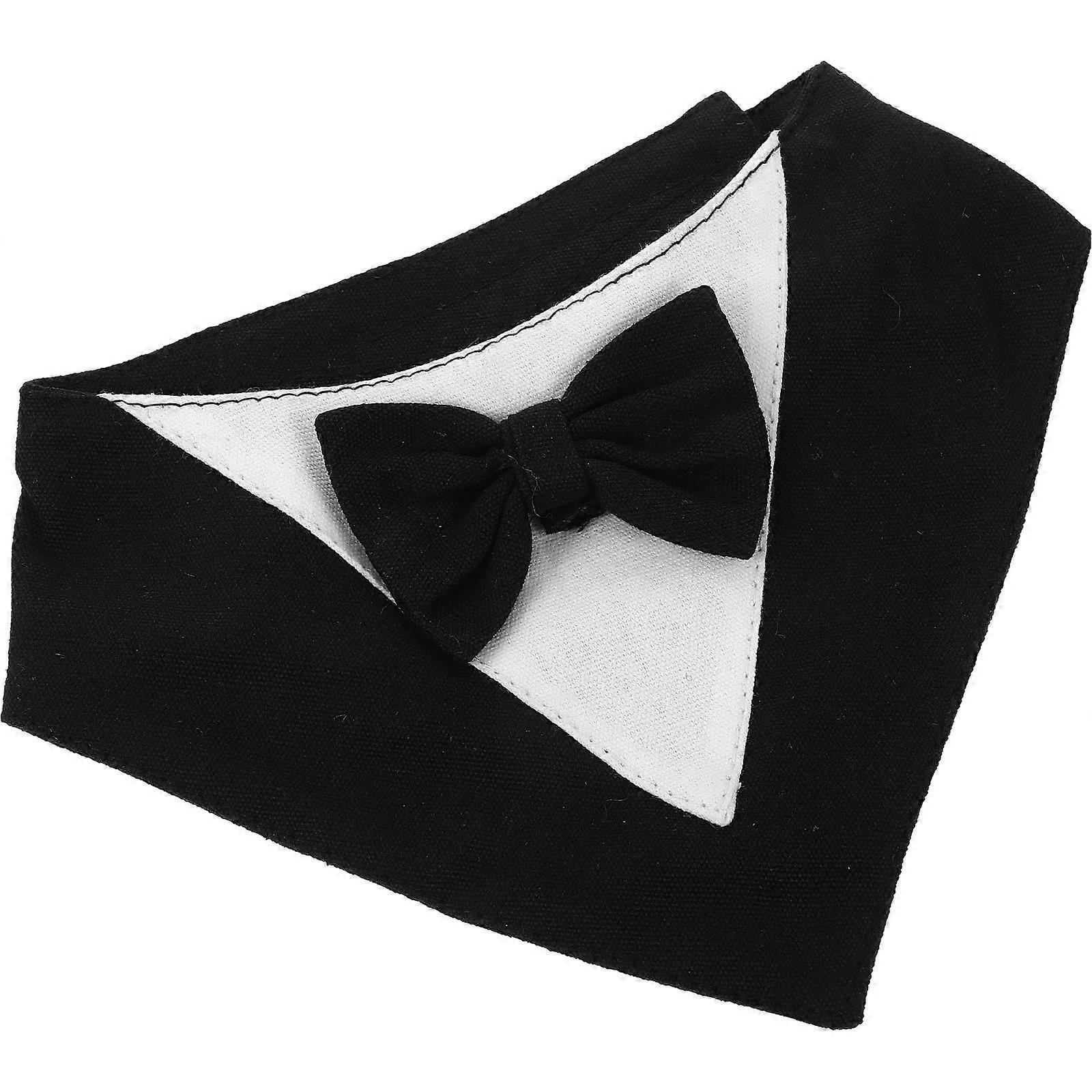 Stylish Polyester Dog Bandana Scarf with Bowknot Design – Easy Clean, Triangular Neckwear for Pet Parties & Summer Cooling – XS Size, Black Color