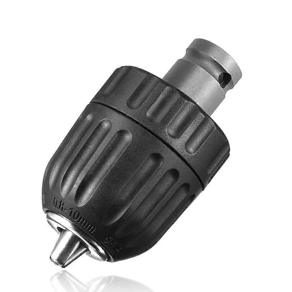 Professional Keyless Drill Chuck 0.8-10 mm Quick Release 3/8-24UNF Plastic with 1/2 Inch Hex Socket Adapter for Impact Wrench