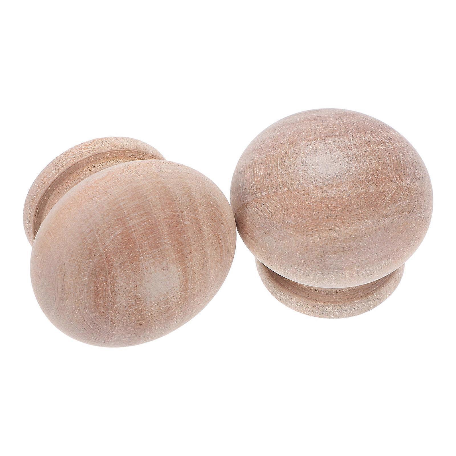 Khaki Wood Mushroom Shape Drawer Knobs Single Hole Design for Home Decor 2 Pieces