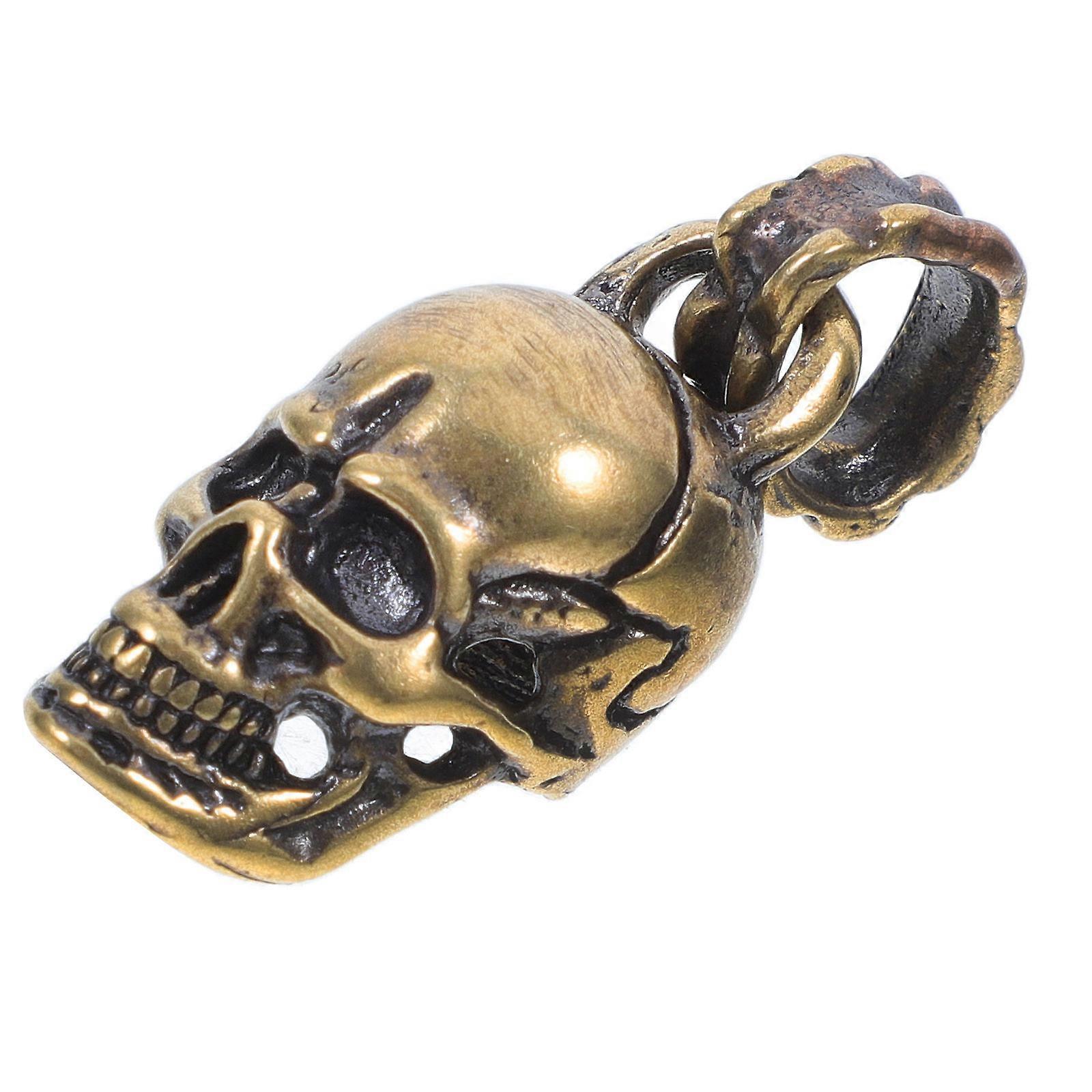 Retro Brass Skull Keychain Pendant Durable Skeleton Hook Halloween Craft Charm Unique DIY Accessory for Bracelets Bags