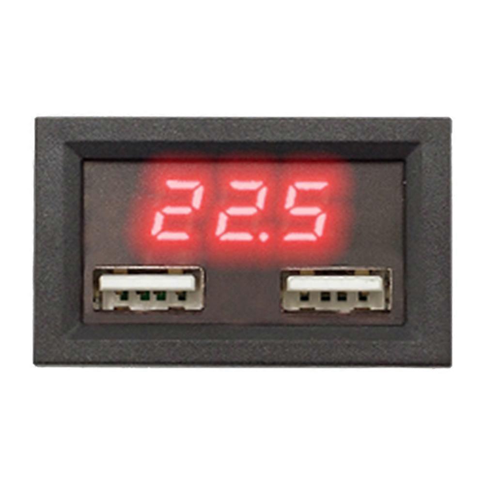 车载数字直流8-40V电压表+双USB手机充电器适配器电压表