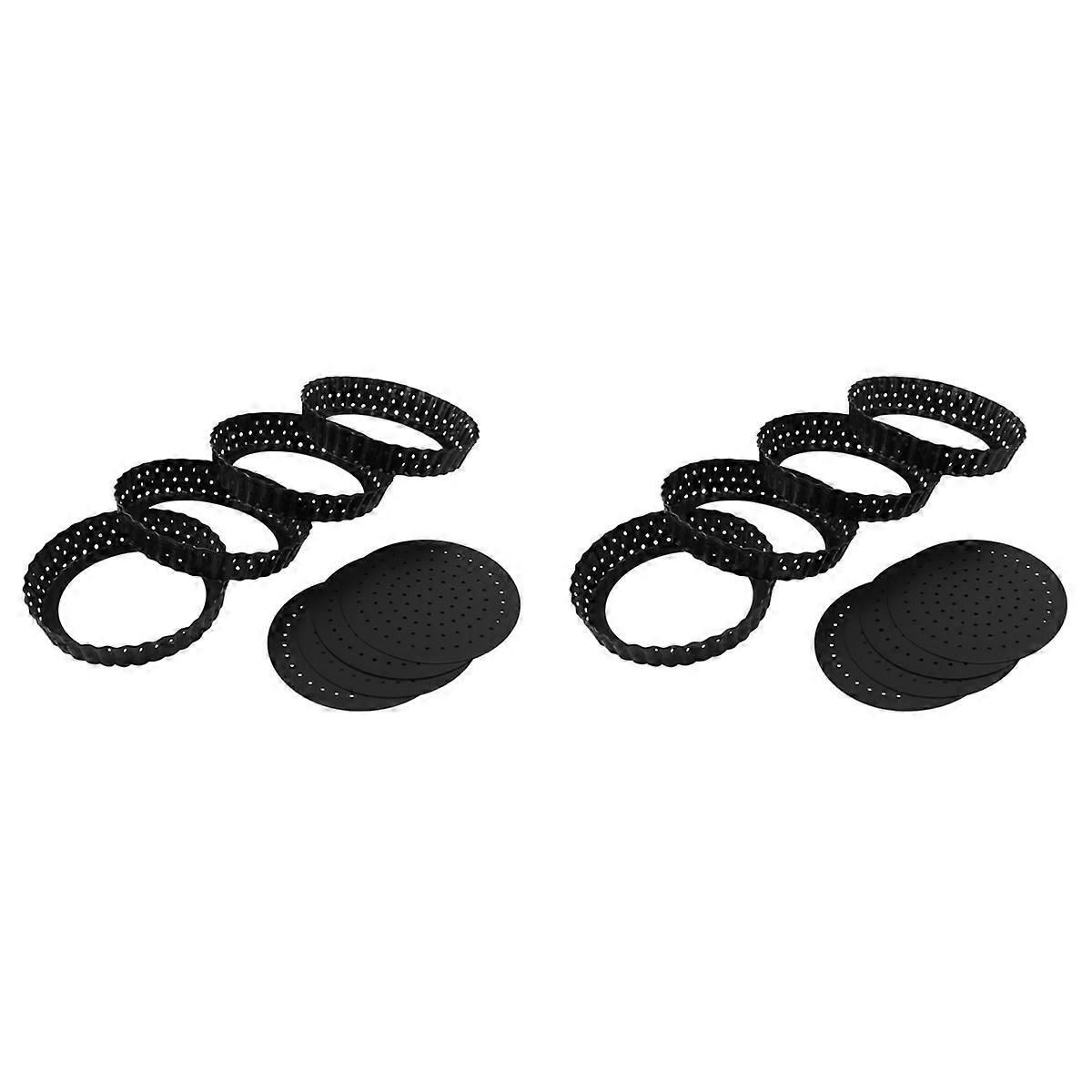 8 Pack Quiche Tart Pan,5 Inch Round Perforated Pizza Baking Tray Non-Stick Tart Tin with Holes for C