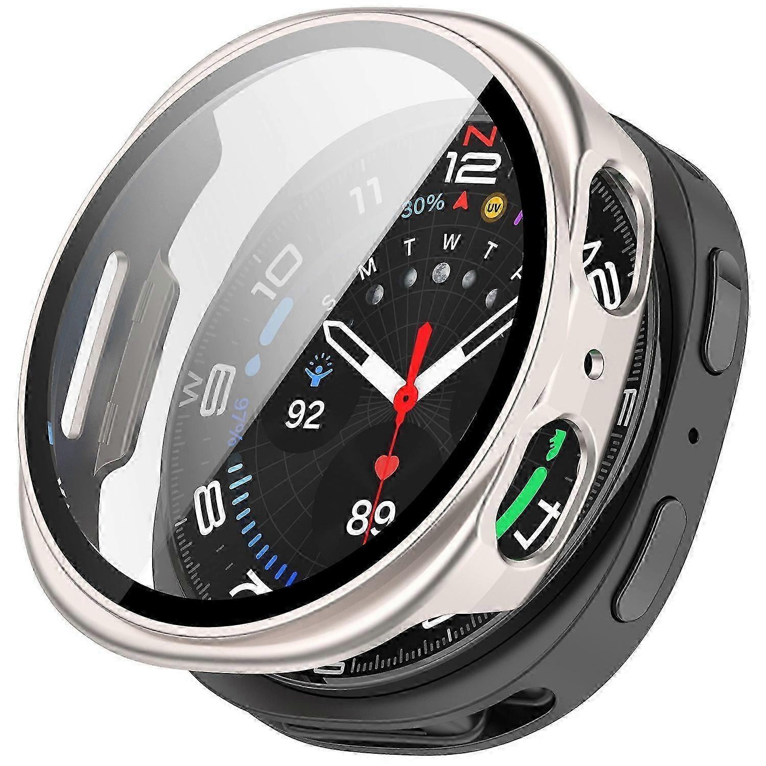 For  Galaxy Watch8 44mm Hard PC Protective Case with Tempered Glass Screen Protector