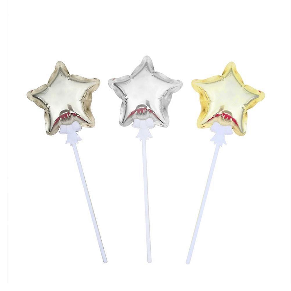 Aluminum Foil Star Balloons with Sticks for Parties and Celebrations