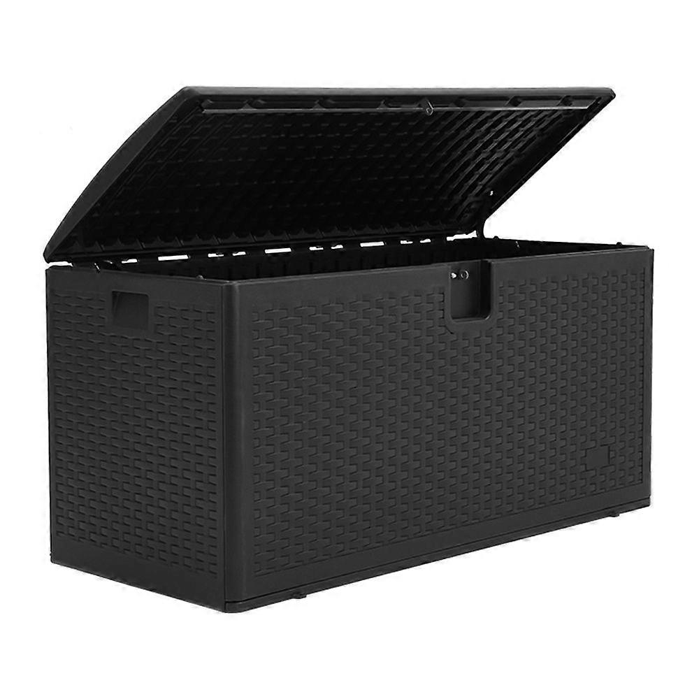 99-Gallon Black Rattan Outdoor Deck Box