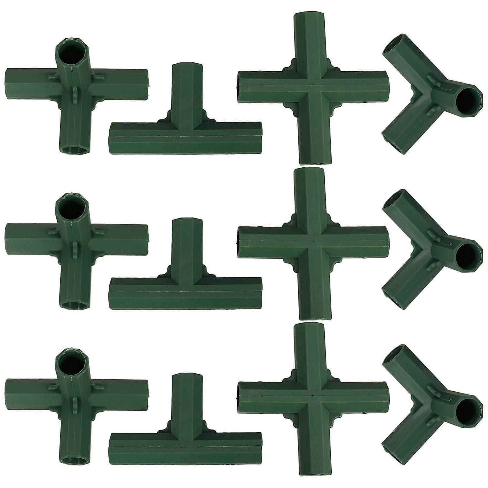 Greenhouse Fittings Pack Of 12 Frame Converter Garden Frame Connector Three-Way Adapter Extension Pipe Bracket
