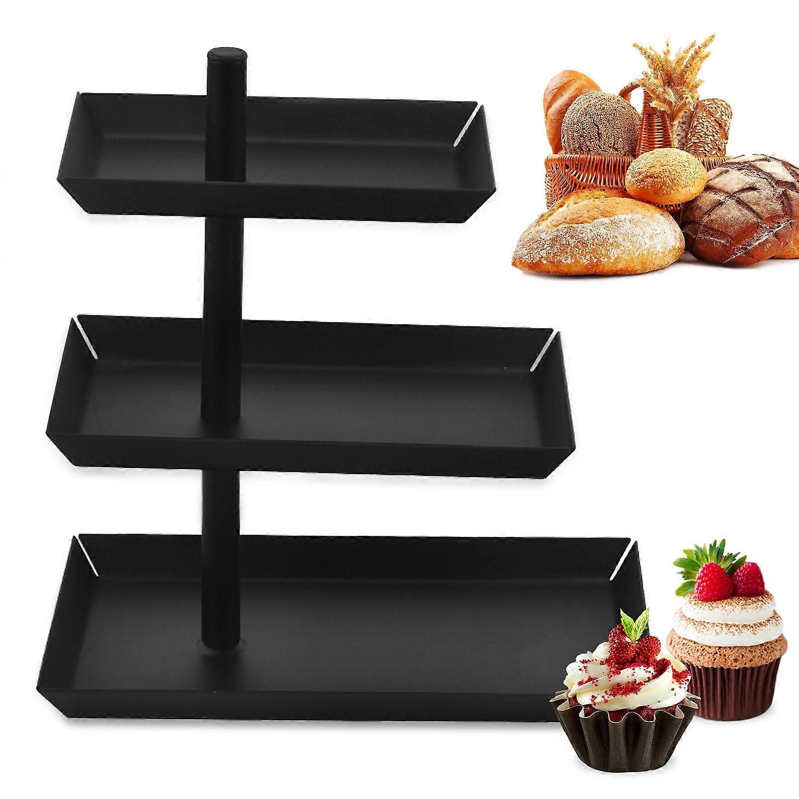 3Tier Black Rotating Cake Stand – 360° Swivel for Cakes, Cupcakes, Pastries (Black)