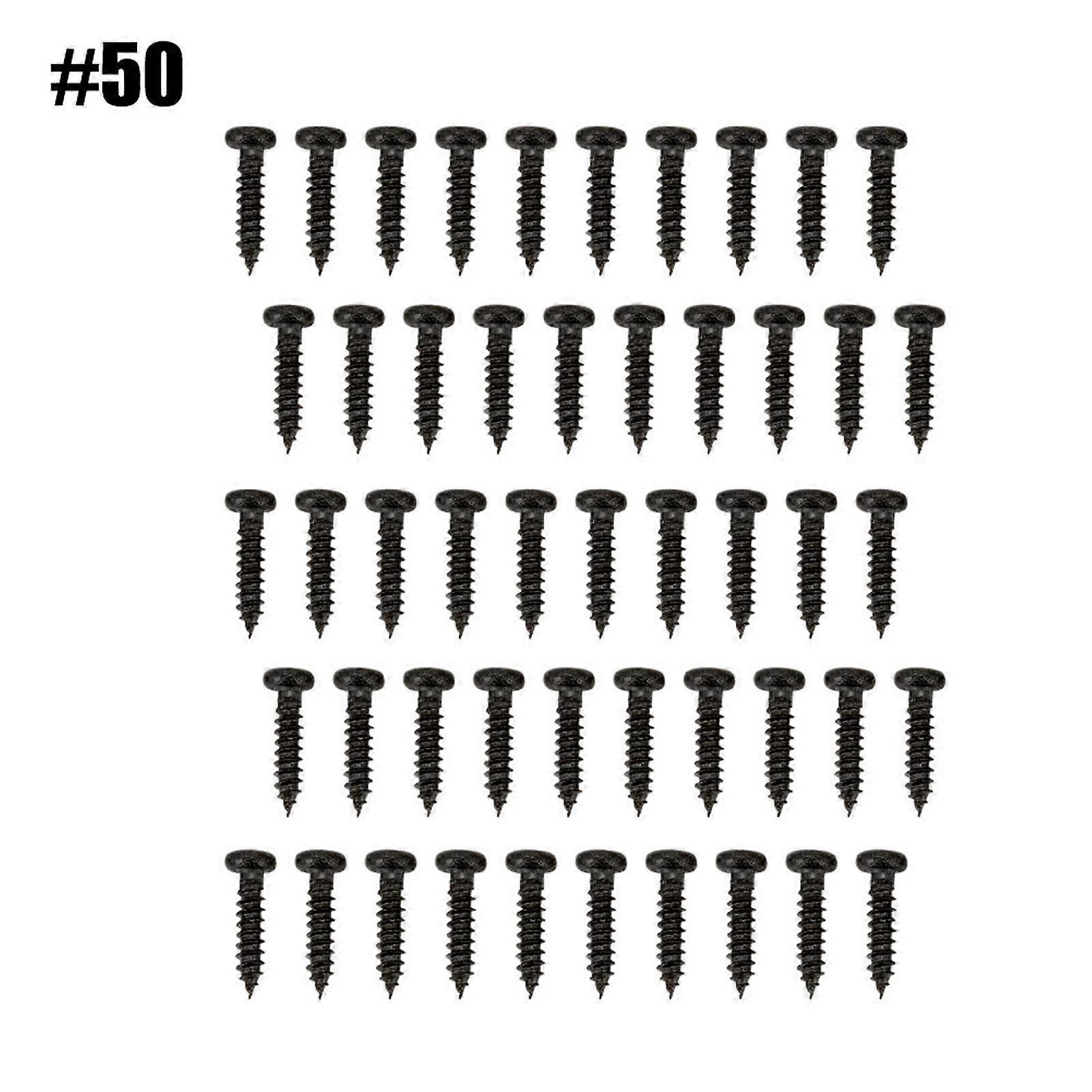 50pcs Chrome Mounting Screws for Guitar Machine Heads Tuning Pegs Tuners (Black)