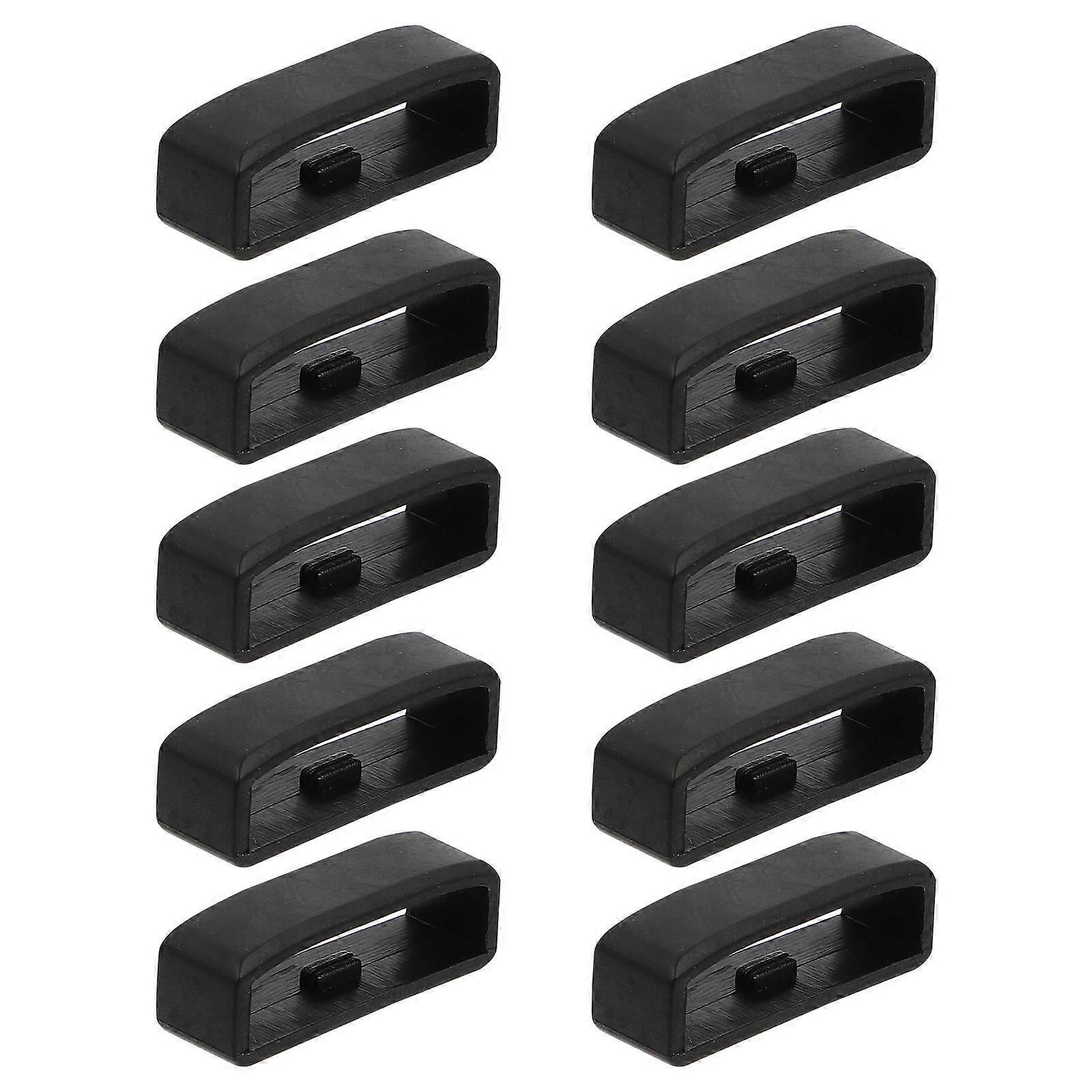 10Pack Silicone Watch Strap Loop Black 2.5X0.7CM Designed For Daily Use And Sports With Anti-lost Feature