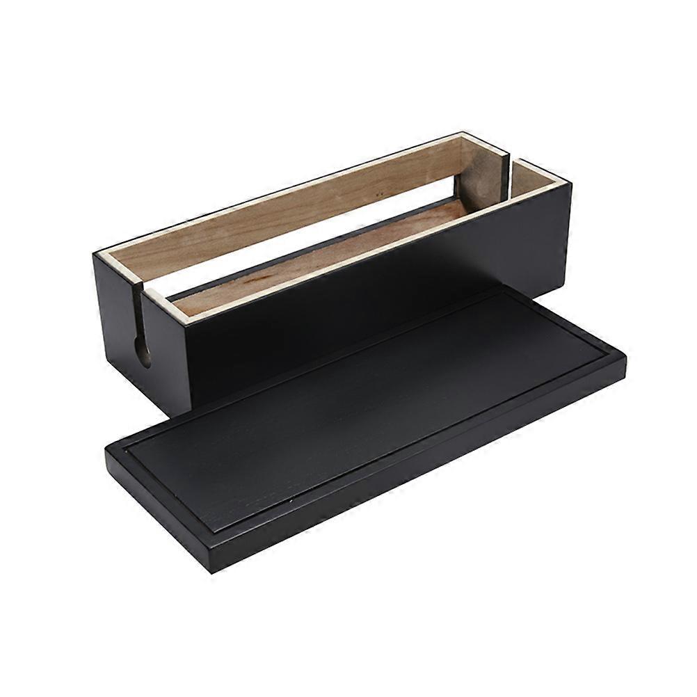 Cable Management Box for Home Black Plastic Open Lid Design with Slotted Charging Port 1pc