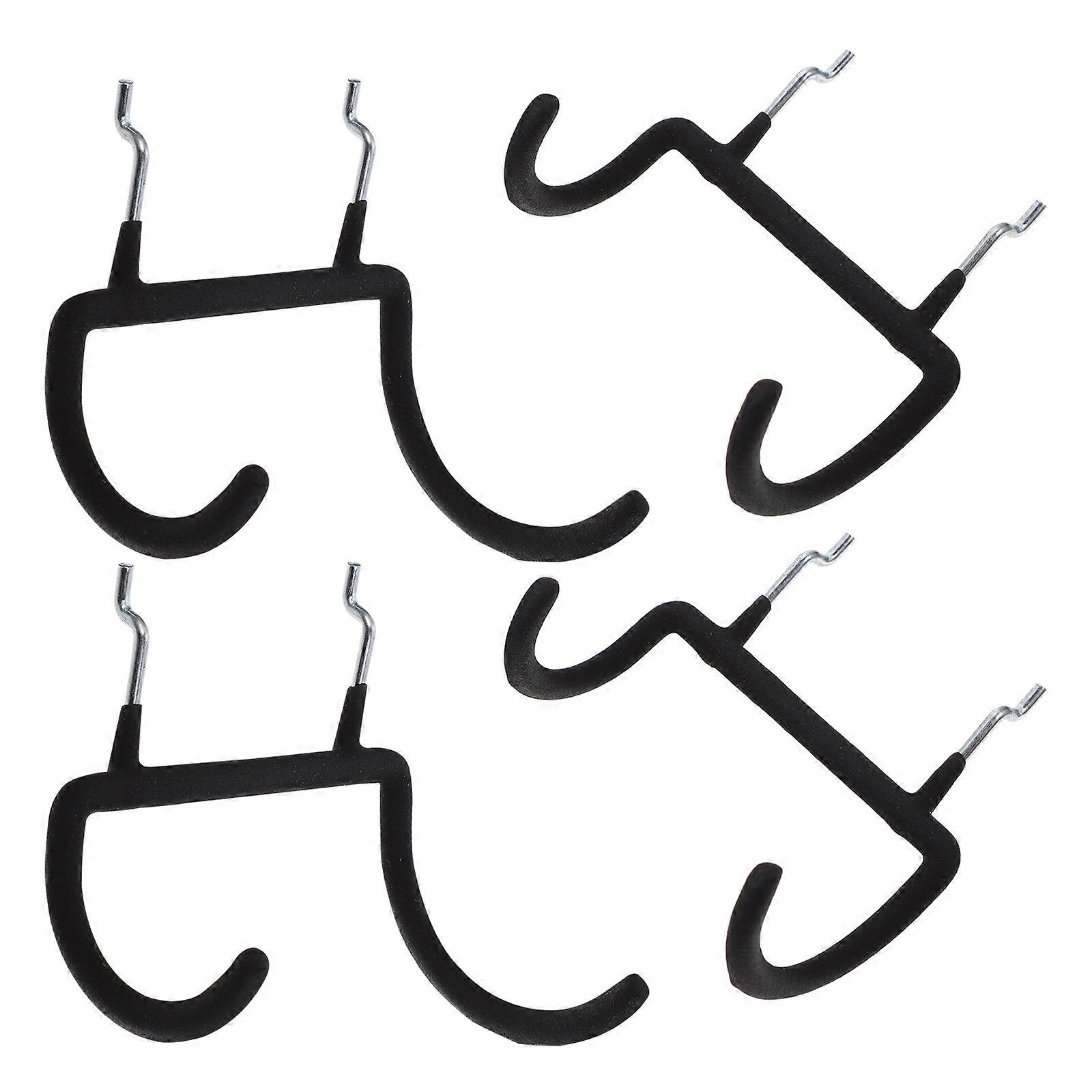 Heavy Duty Perforated Wall Hooks for Hanging Tools Black Steel 4pcs