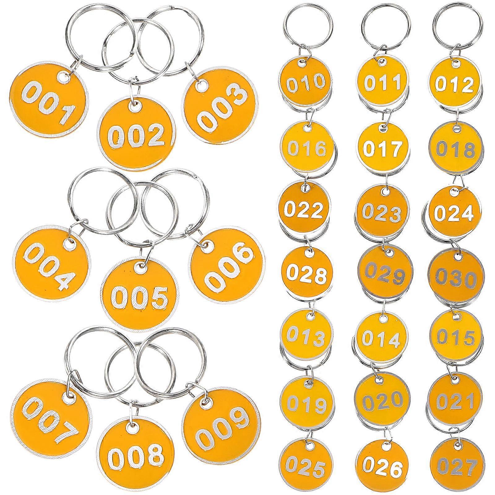 Identifying Items Made Easy With 30Pcs Yellow Round Number Tags For Keychains Perfect For Restaurants Homes And Shopping Malls
