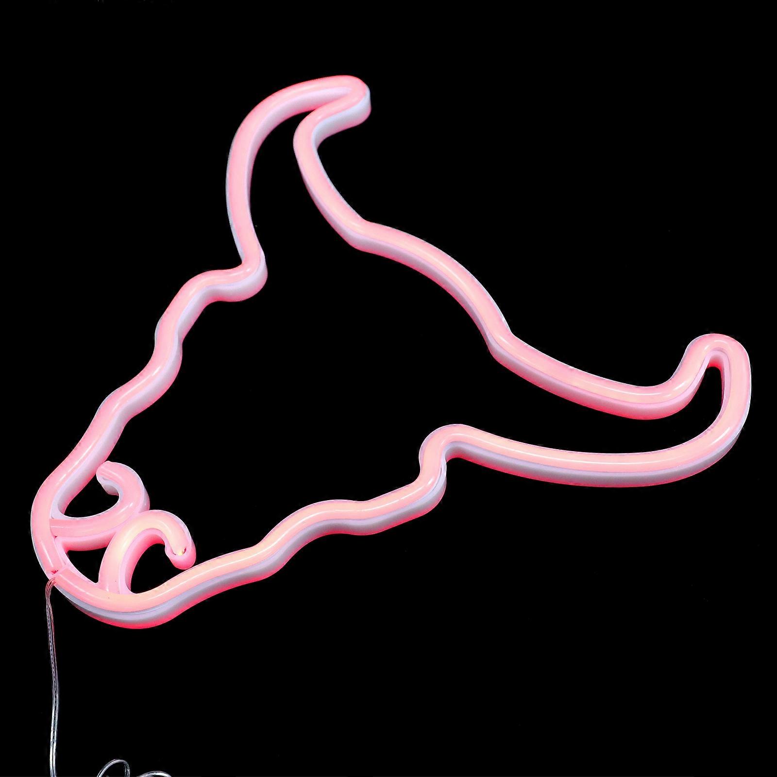 نيون بقيادة علامة الإبداعية بقرة رئيس مصباح الزخرفية للديكور المنزلي وأجواء الحفلات 30x25 سم توفير الطاقة 1 قطعة