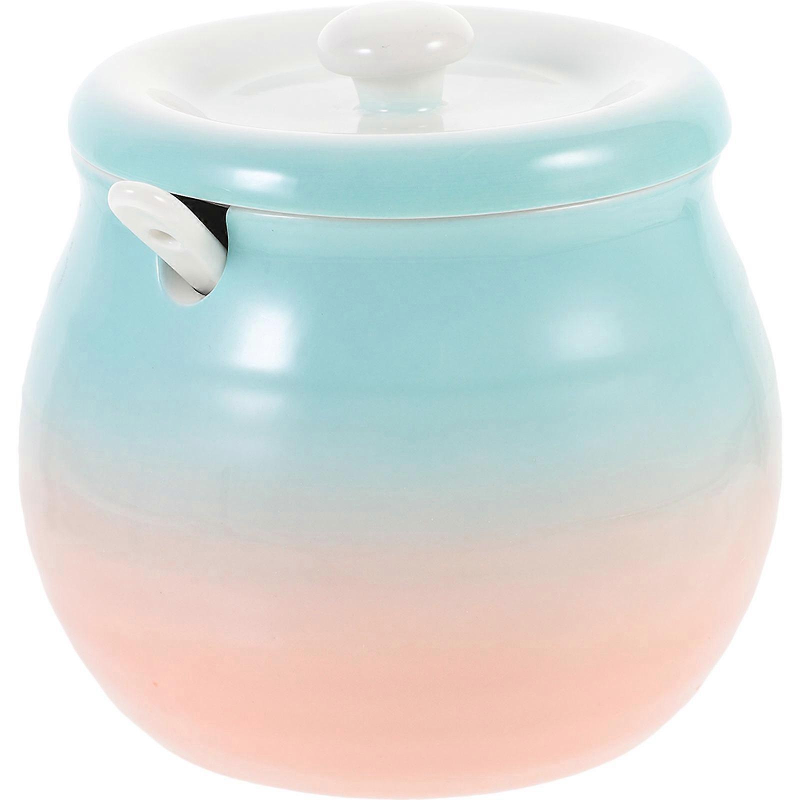 Kitchen Ceramic Canister Great For Condiment Holding In Green Color With Unique Shape For Restaurant Use 1Pcs