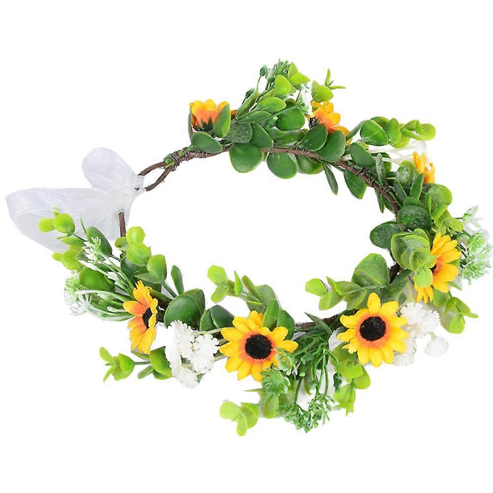 Faux Wreath Headband Adjustable Floral Headband Suitable For Beach Events And Photography In Multi Color With Decorative Function 1Pcs