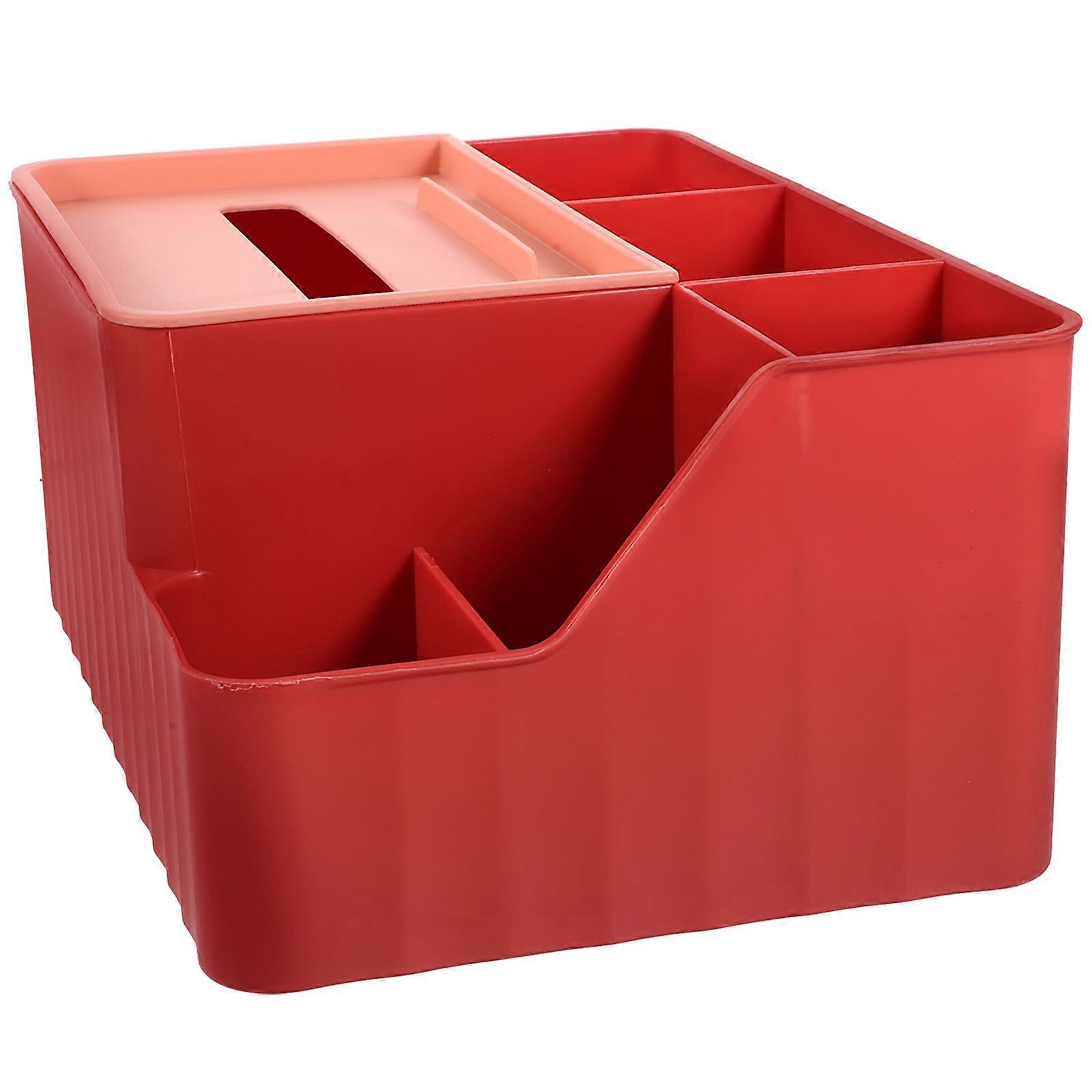 Tissue Organizer Box Red Rectangular Storage Container Living Room Office 1Pcs