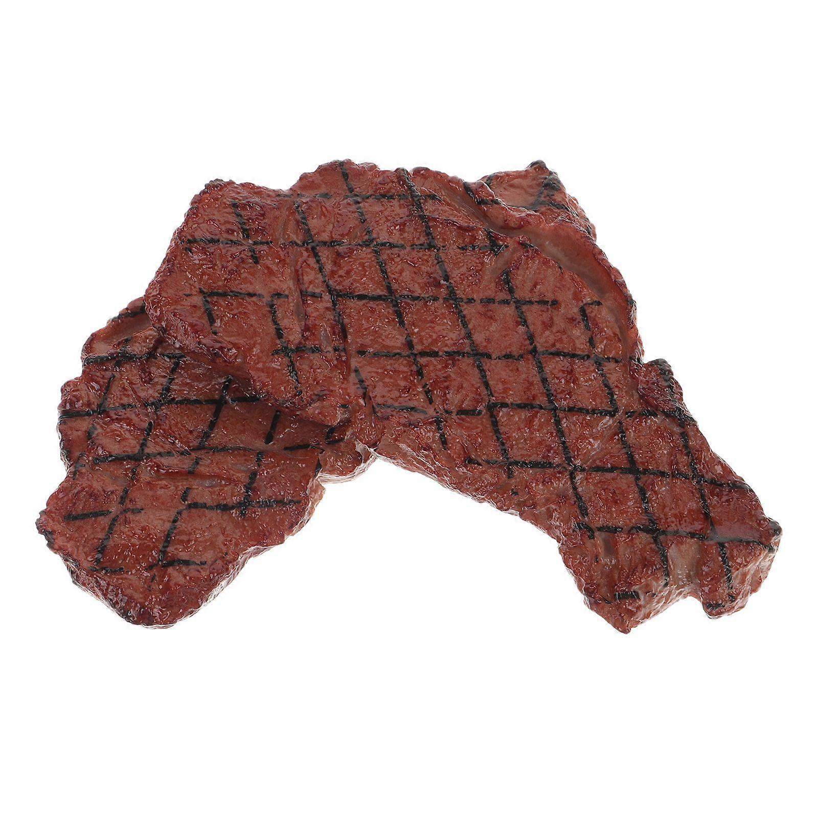 2Pcs Decorative Fake Steak Models Simulation Artificial Models Fake Steak Props (Brown)