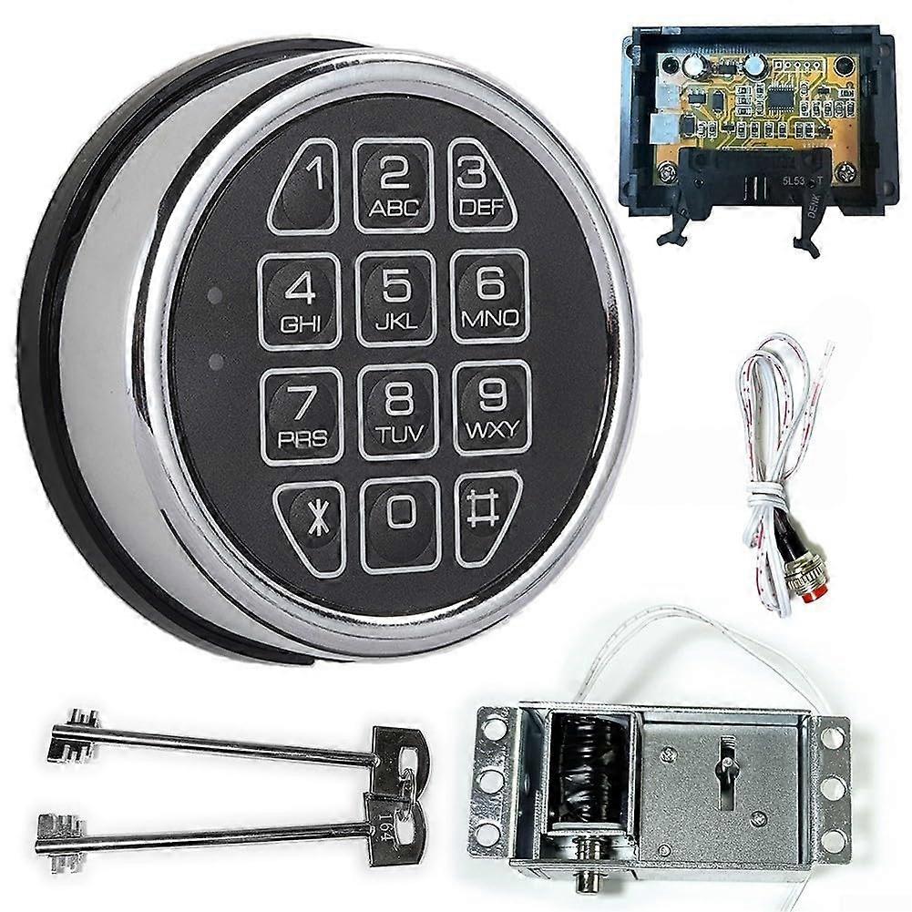 This electronic security lock set provides protection with a digital keyboard and easy compatibility for different storage needs.