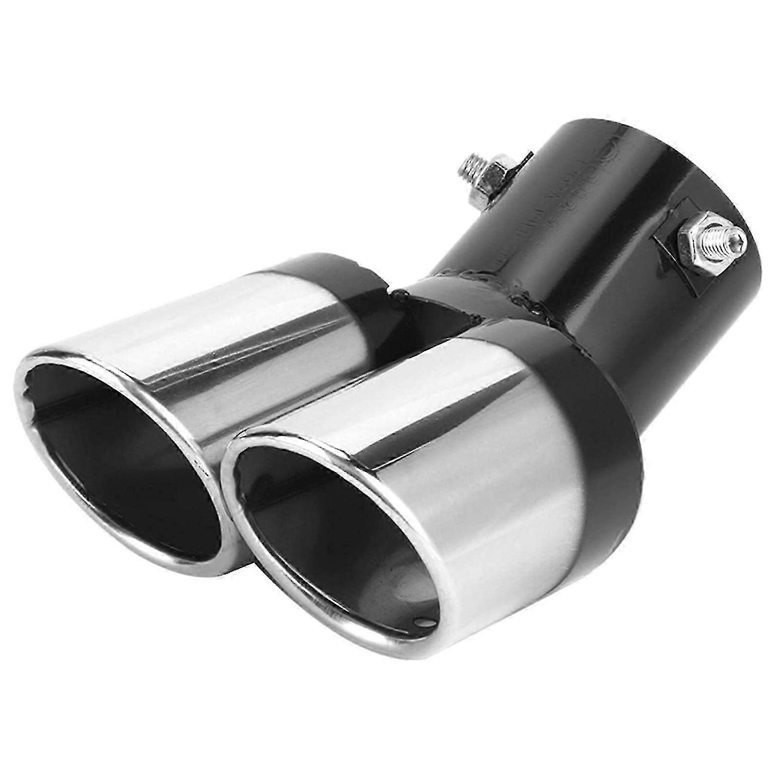 Exhaust Tail Throat with Dual Stainless Steel Trolley Tips for Car Accessories Pipe Pipe Outlet Tip CoveringPipe Extender and Upgrades