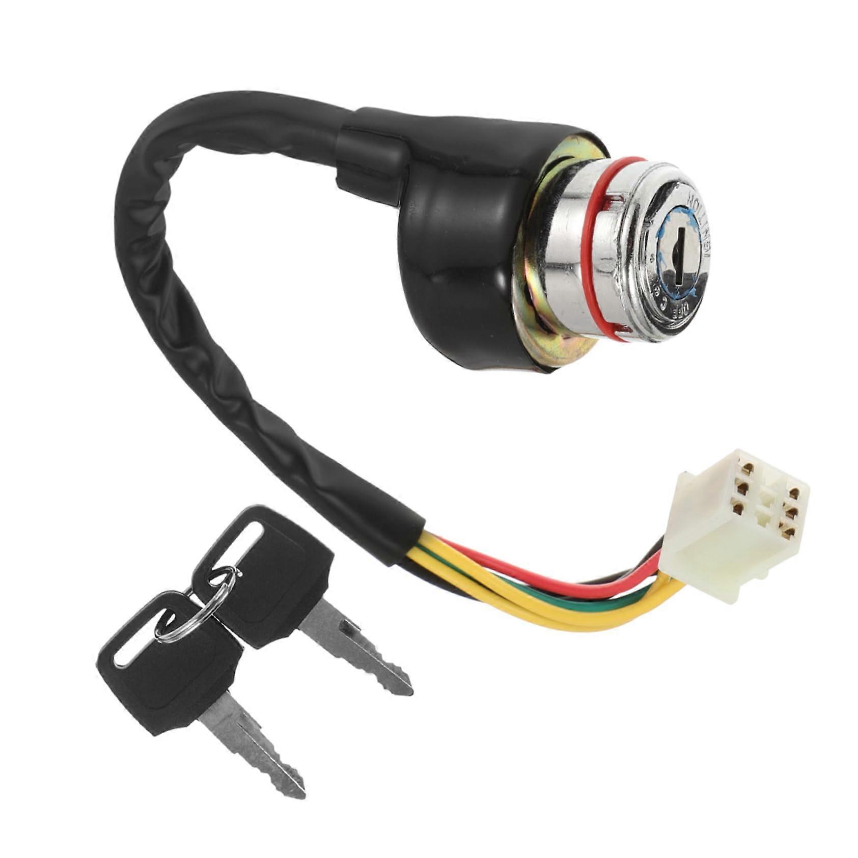 6 Ignition Switch Replacement Door Lock Starter Ignition Switch Key Switch Ignition Switch with Key Ignition Switch Replacement Plastic Black