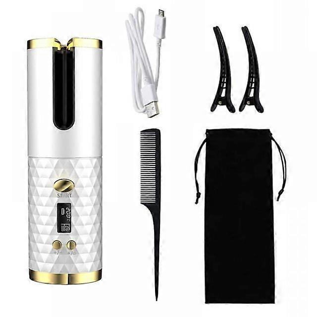 Cordless Automatic Rotating Curler Hair Curler Cordless Ceramic Silver