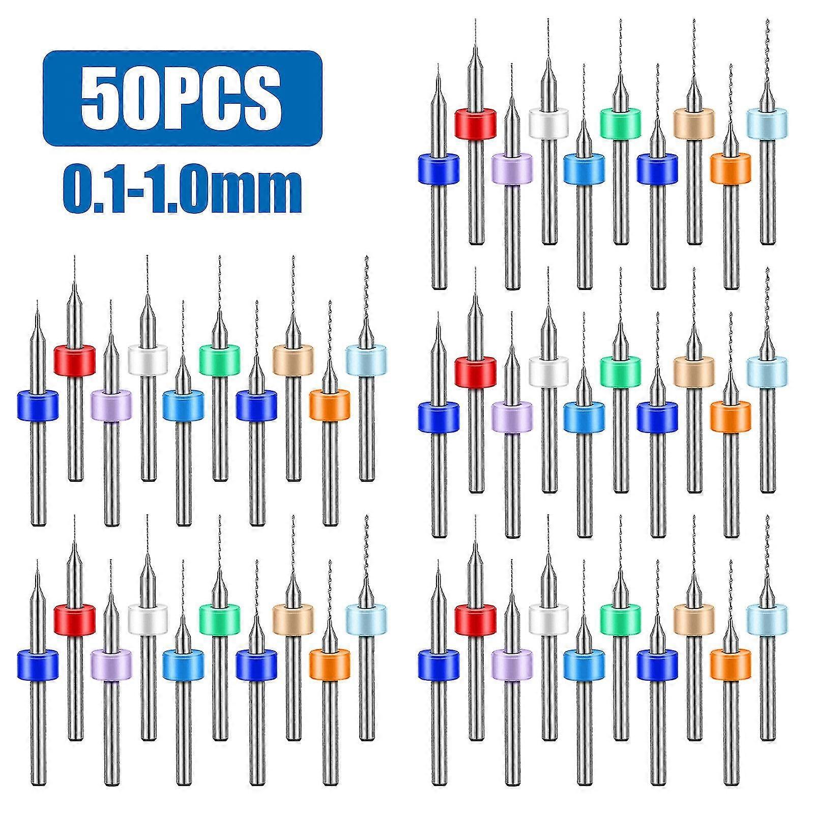 PCB Drill Bits Set 0.1-1.0mm 50PCS Carbide for CNC Engraving Machine