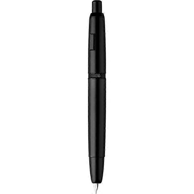 Retro Matte Black Retractable Fountain Pen 0.4mm EF Nib Press Ink Pens for Writing Office Stationery(Matte with clip,Pen with Case)