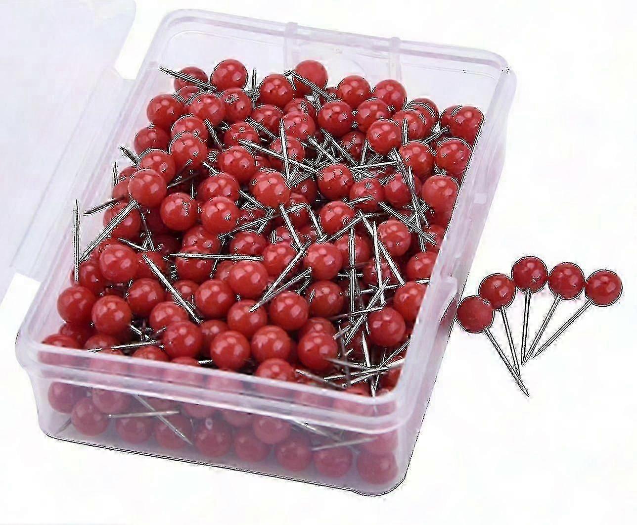 300pcs Small Map Tacks Push Pins for Maps & Cork Boards (Red)