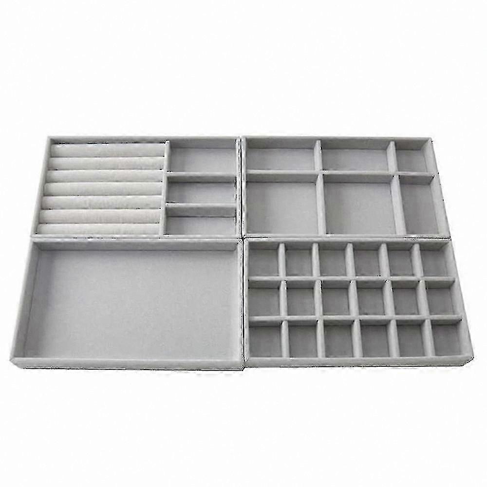 4-Drawer Jewelry Storage Organizer, Stackable Tray, Drawer Insert for Accessories